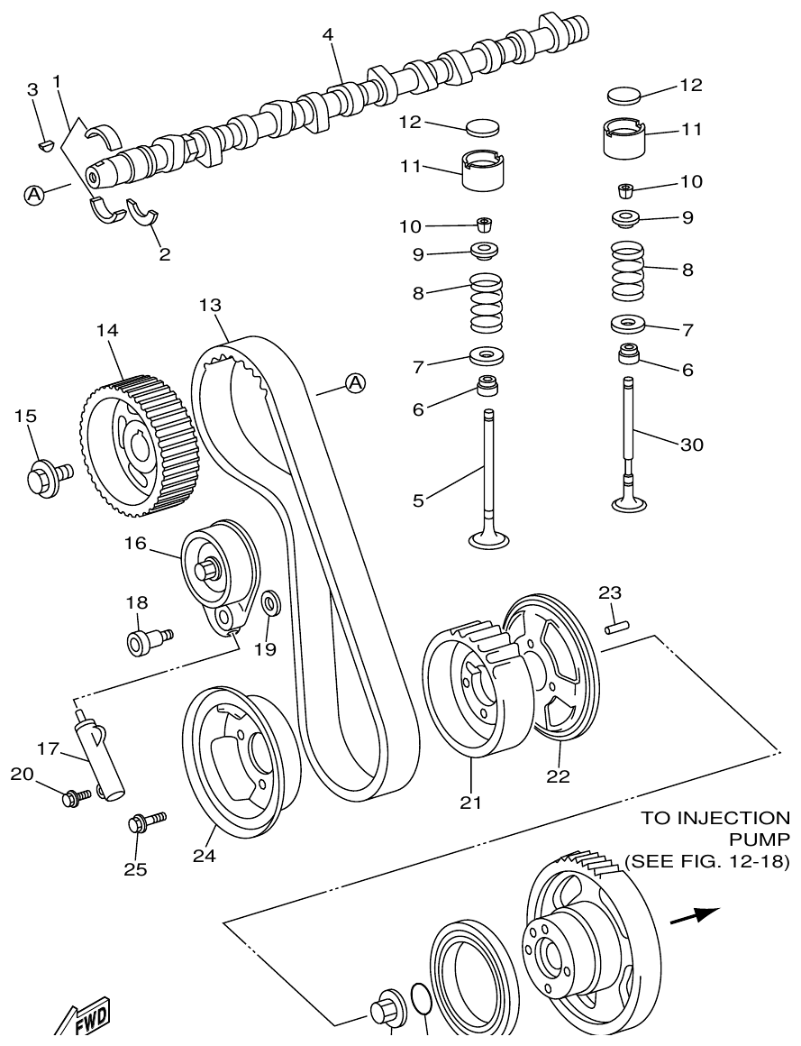 Yamaha ME422STIP2 (N601)STIP1(N611) CAMSHAFT & VALVE parts diagram
